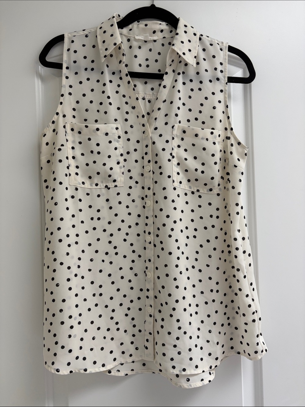 Maurices Cream Sleeveless Polka Dot Button-Front Top